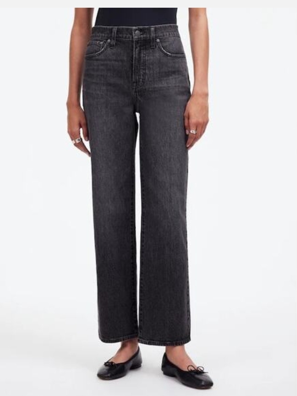 Madewell Perfect Vintage Wide Leg Jeans 16W Black Charcoal High Rise